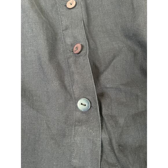 Spencer Tylar midi dress navy blue 100% Linen button up pockets SZ SM -flawed - Picture 7 of 11